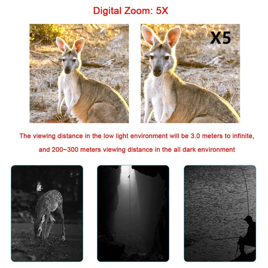 Olyyra Night Vision Camera Binoculars – 1080p 30fps, 984ft Night Range, 10MP Photos, F1.2 Aperture, 5x Zoom, IP54 Waterproof, 7-Level IR | Hunting, Wildlife & Outdoor Exploration