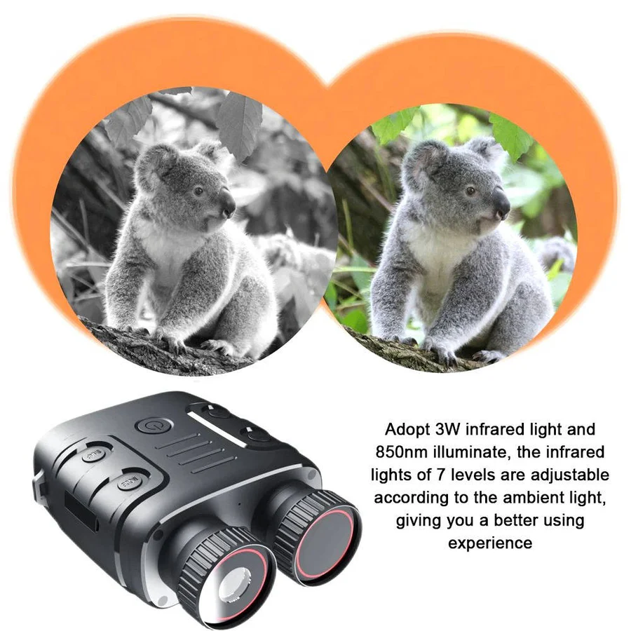 Olyyra Night Vision Camera Binoculars – 1080p 30fps, 984ft Night Range, 10MP Photos, F1.2 Aperture, 5x Zoom, IP54 Waterproof, 7-Level IR | Hunting, Wildlife & Outdoor Exploration