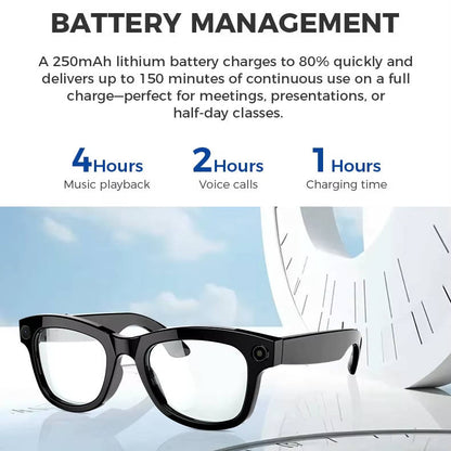 Olyyra Smart Glasses with 1080P Camera & Bluetooth Audio – Hands-Free Recording, AI Translation, Triple Mic, UV Protection & 7-Hour Battery for Travel & Daily Use