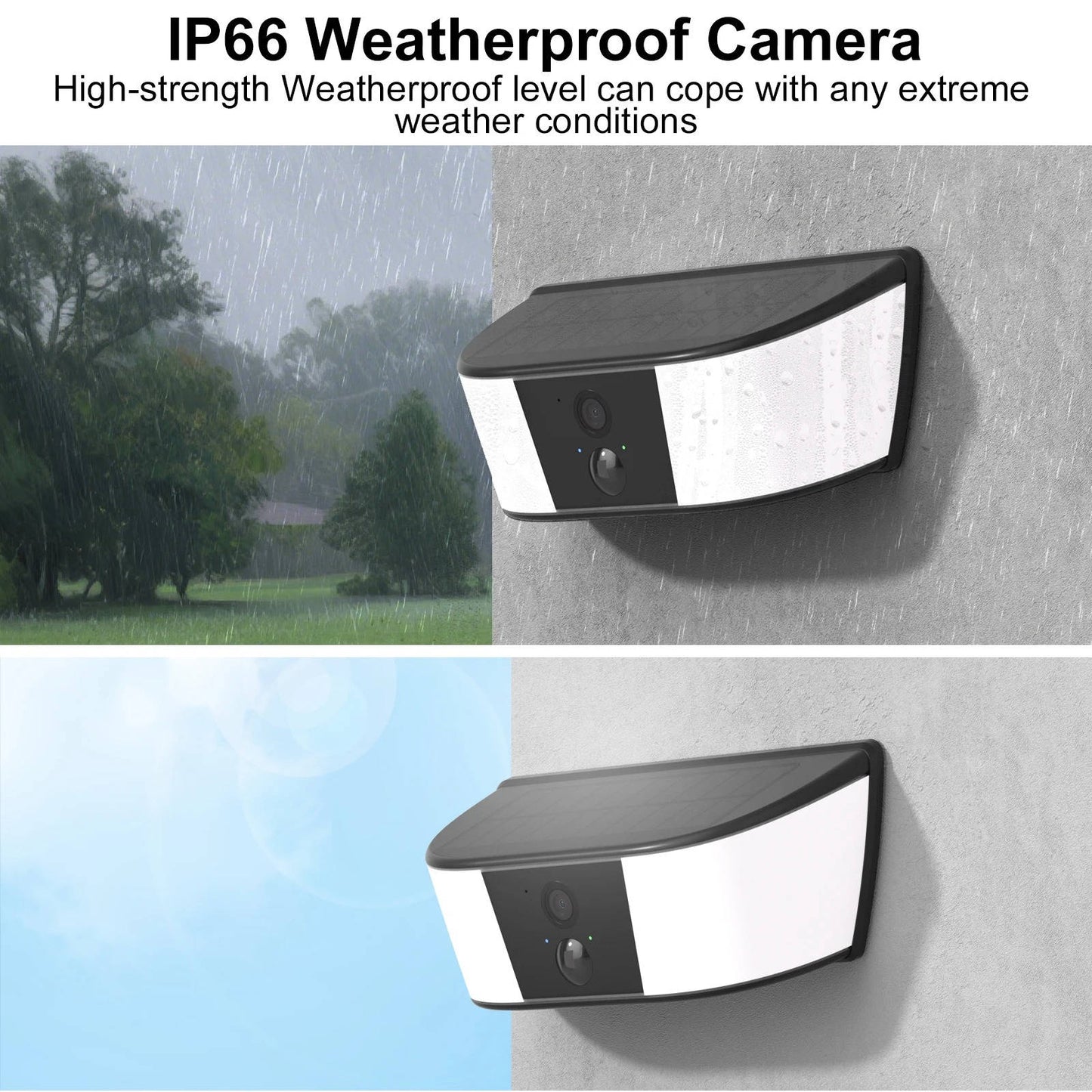 Olyyra 2K Solar Wireless Floodlight Security Camera – PIR Human Detection, Color Night Vision, Two-Way Audio, IP66 Weatherproof & 128GB Storage