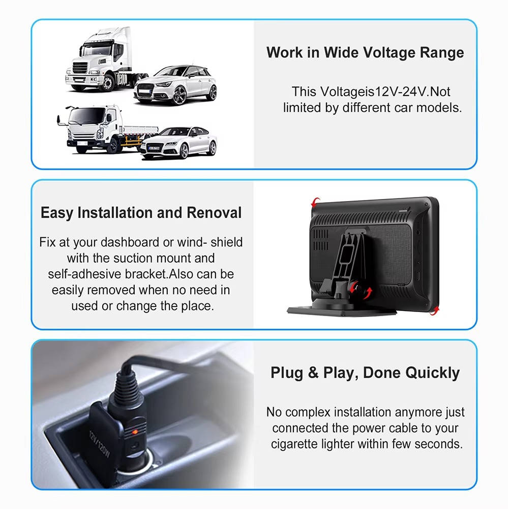 Olyyra - 7-Inch Wireless CarPlay Screen – Touchscreen, iPhone & Android Compatible, Voice Control, FM Transmitter, Rear Camera Input | Portable Dash Display for Cars, Trucks & SUVs
