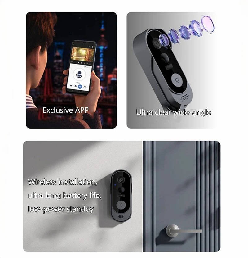 Wireless Smart Video Doorbell – No Subscription, PIR Motion Detection, HD Wide-Angle Night Vision, Voice Changer, 1800mAh 6-Month Battery, Multi-User App | Wire-Free Home Security