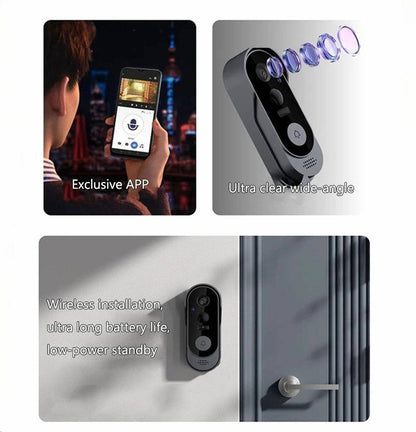 Wireless Smart Video Doorbell – No Subscription, PIR Motion Detection, HD Wide-Angle Night Vision, Voice Changer, 1800mAh 6-Month Battery, Multi-User App | Wire-Free Home Security