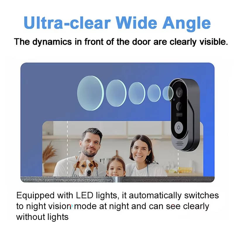 Wireless Smart Video Doorbell – No Subscription, PIR Motion Detection, HD Wide-Angle Night Vision, Voice Changer, 1800mAh 6-Month Battery, Multi-User App | Wire-Free Home Security