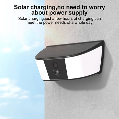 Olyyra 2K Solar Wireless Floodlight Security Camera – PIR Human Detection, Color Night Vision, Two-Way Audio, IP66 Weatherproof & 128GB Storage