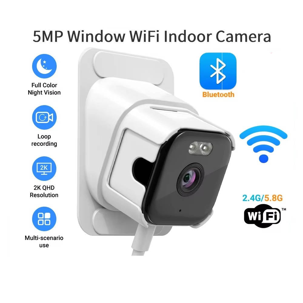 Olyyra 2K WiFi Window Camera – AI Human Detection, Color Night Vision, Two-Way Audio, Anti-Glare & 256GB Storage for Indoor & Outdoor Monitoring