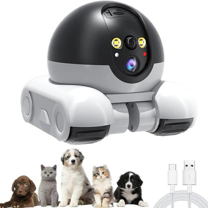 Olyyra Indoor Mobile Pet Camera – 1080p HD Live Streaming, Remote Drive Control, Two-Way Audio, Night Vision, WiFi App | Dog & Cat Home Monitor
