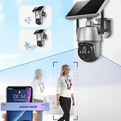 360° Solar-Powered Outdoor Surveillance Camera – 1080p HD, IP66 Waterproof, Color Night Vision, 355°+90° Dual-Axis Rotation, Two-Way Audio, WiFi App | Wire-Free Garden, Driveway & Home Security