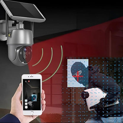 360° Solar-Powered Outdoor Surveillance Camera – 1080p HD, IP66 Waterproof, Color Night Vision, 355°+90° Dual-Axis Rotation, Two-Way Audio, WiFi App | Wire-Free Garden, Driveway & Home Security