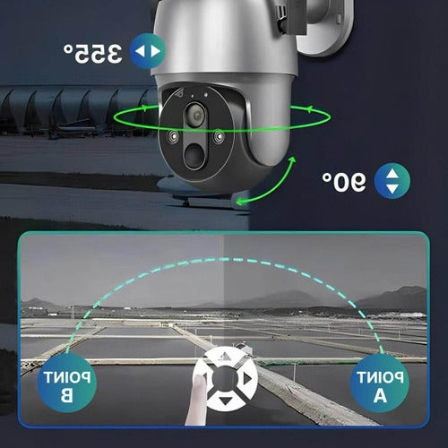 360° Solar-Powered Outdoor Surveillance Camera – 1080p HD, IP66 Waterproof, Color Night Vision, 355°+90° Dual-Axis Rotation, Two-Way Audio, WiFi App | Wire-Free Garden, Driveway & Home Security