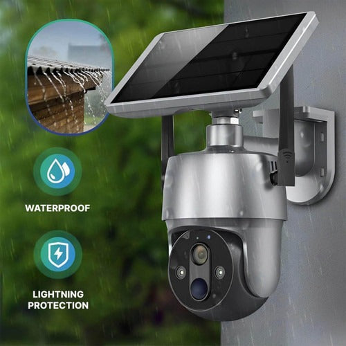 360° Solar-Powered Outdoor Surveillance Camera – 1080p HD, IP66 Waterproof, Color Night Vision, 355°+90° Dual-Axis Rotation, Two-Way Audio, WiFi App | Wire-Free Garden, Driveway & Home Security