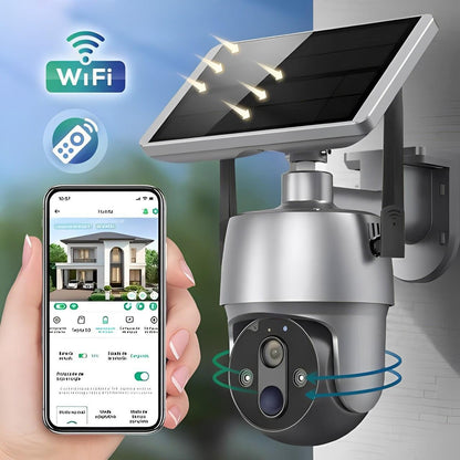 360° Solar-Powered Outdoor Surveillance Camera – 1080p HD, IP66 Waterproof, Color Night Vision, 355°+90° Dual-Axis Rotation, Two-Way Audio, WiFi App | Wire-Free Garden, Driveway & Home Security