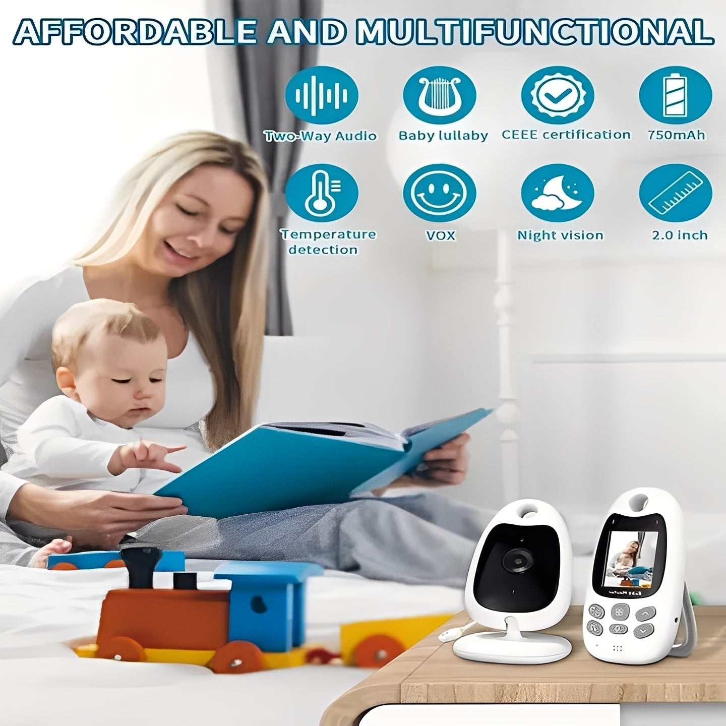 Olyyra Wireless Baby Monitor with Night Vision & Two-Way Audio – 3.5" Color LCD, 984 ft Range, 8-Hour Battery & Temperature Display