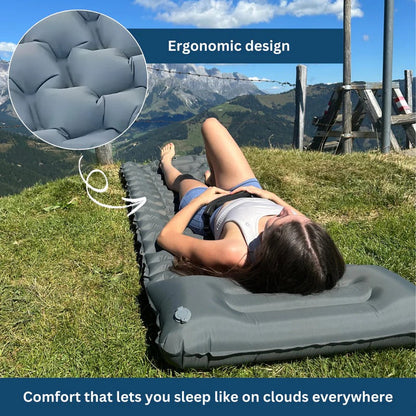 The Ultralight Sleeping Pad S2 – Built-In Foot Pump, 30-Second Inflation, Linkable Snap Buttons, Moisture-Resistant | Hiking, Camping, Beach & Outdoor Adventures