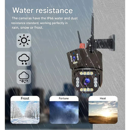 Olyyra 4K Dual-Lens Wireless Security Camera – 10x Optical Zoom, 360° App Control, AI Human Detection, 12,000mAh + Solar Panel, 4G & WiFi, IP66 | Remote & Home Surveillance