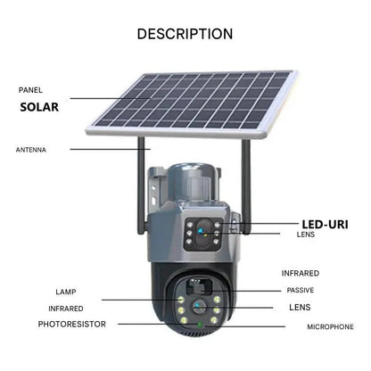 Olyyra 4K Dual-Lens Wireless Security Camera – 10x Optical Zoom, 360° App Control, AI Human Detection, 12,000mAh + Solar Panel, 4G & WiFi, IP66 | Remote & Home Surveillance