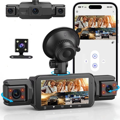 Olyyra 4-Channel Smart Dash Cam System – 1920P Front, 360° Coverage, 8 IR Night Vision, WiFi App Control & Parking Monitor for Full Vehicle Security