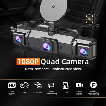 Olyyra 4-Channel Smart Dash Cam System – 1920P Front, 360° Coverage, 8 IR Night Vision, WiFi App Control & Parking Monitor for Full Vehicle Security