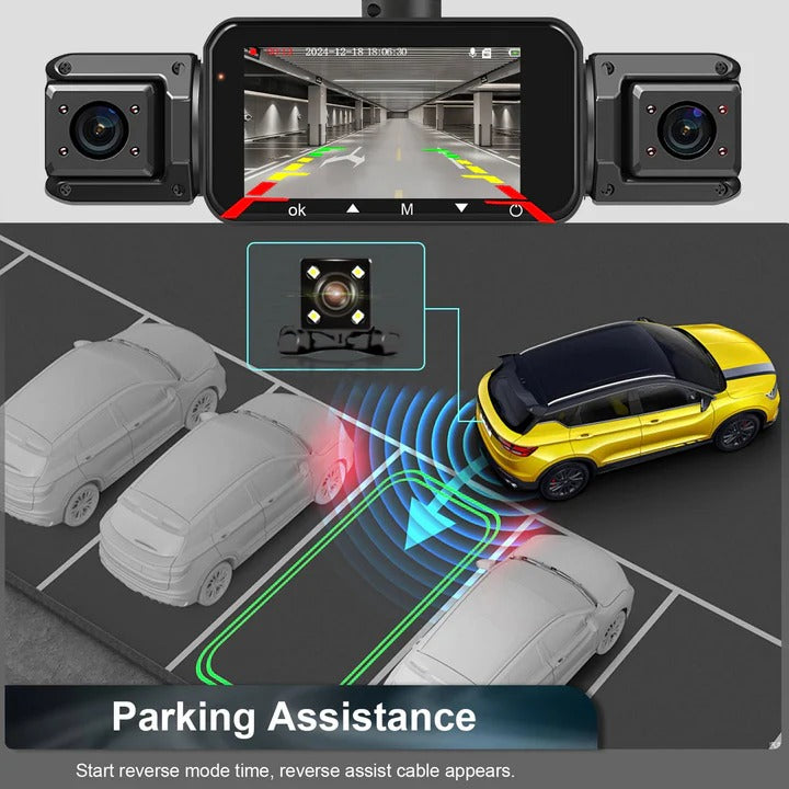 Olyyra 4-Channel Smart Dash Cam System – 1920P Front, 360° Coverage, 8 IR Night Vision, WiFi App Control & Parking Monitor for Full Vehicle Security