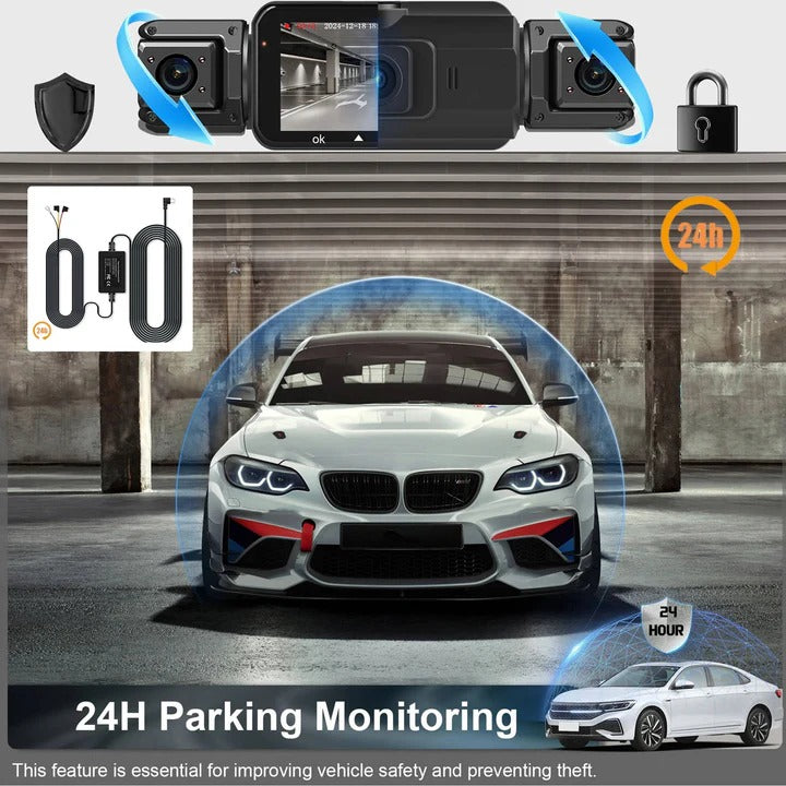 Olyyra 4-Channel Smart Dash Cam System – 1920P Front, 360° Coverage, 8 IR Night Vision, WiFi App Control & Parking Monitor for Full Vehicle Security