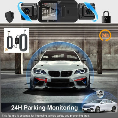 Olyyra 4-Channel Smart Dash Cam System – 1920P Front, 360° Coverage, 8 IR Night Vision, WiFi App Control & Parking Monitor for Full Vehicle Security