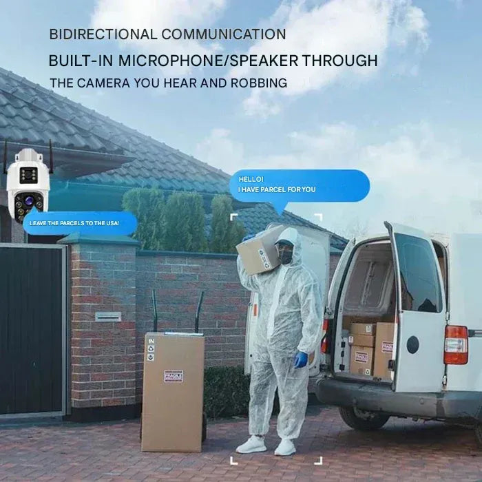 Olyyra 4K Dual-Lens Wireless Security Camera – 10x Optical Zoom, 360° App Control, AI Human Detection, 12,000mAh + Solar Panel, 4G & WiFi, IP66 | Remote & Home Surveillance