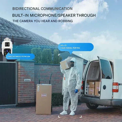 Olyyra 4K Dual-Lens Wireless Security Camera – 10x Optical Zoom, 360° App Control, AI Human Detection, 12,000mAh + Solar Panel, 4G & WiFi, IP66 | Remote & Home Surveillance