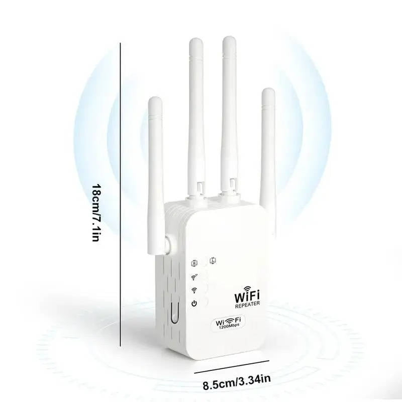 Olyyra WiFi Extender Signal Booster – 1200Mbps Dual Band, 6 Antennas, Ethernet Port, Plug & Play Memory | Whole Home Coverage for Streaming, Gaming & Smart Devices