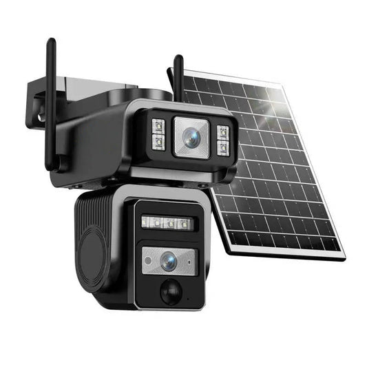 Olyyra Solar Wireless Security Camera – Auto-Tracking Dual Lens, 1080P HD, 355° Rotation, Color Night Vision, PIR Smart Detection & IP66 Weatherproof