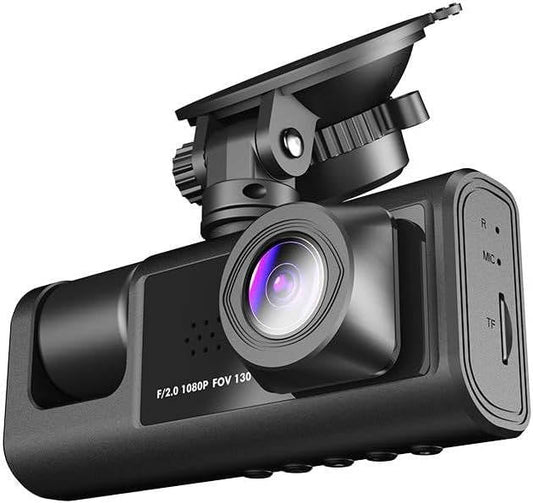 Olyyra 3-Channel Dash Cam Front Rear & Cabin – 1080P, 170° Wide Angle, 4 IR Night Vision Lights, Crash Detection & 24-Hour Parking Monitor with 2" Display