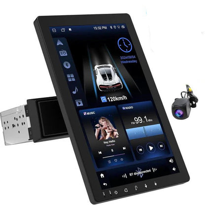 Olyyra 10.1-Inch 360° Rotating Touchscreen Car Stereo – Wireless Bluetooth, 1280×720 IPS, 4-Core 2GB+32GB, 720p Night Vision Backup Camera, Voice Control | Universal Single DIN Fit