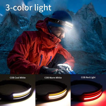 Olyyra LED Headlamp X3 – 1500 Lumens, 230° Wide Angle, Motion Sensor, 10 Lighting Modes, IPX6 Waterproof, USB-C Rechargeable, 120g | Running, Hiking & Outdoor Work