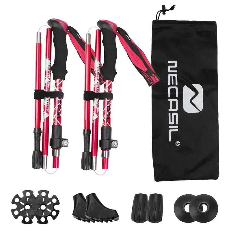 Collapsible Trekking Poles (Set of 2) – Lightweight Aluminum Shaft, EVA Foam Comfort Grip, Rubber Tip Traction, Adjustable Length | Hiking, Camping & Trail Walking
