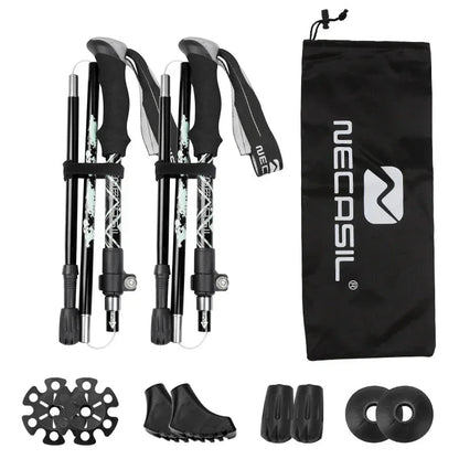 Collapsible Trekking Poles (Set of 2) – Lightweight Aluminum Shaft, EVA Foam Comfort Grip, Rubber Tip Traction, Adjustable Length | Hiking, Camping & Trail Walking
