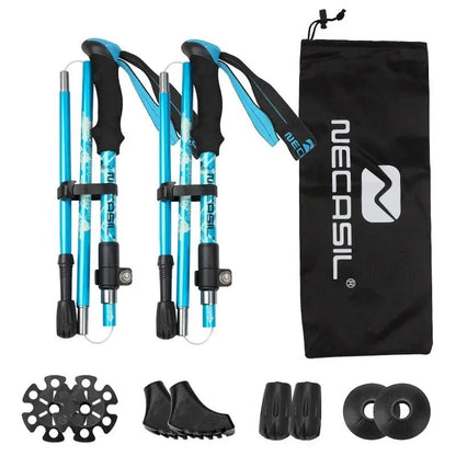 Collapsible Trekking Poles (Set of 2) – Lightweight Aluminum Shaft, EVA Foam Comfort Grip, Rubber Tip Traction, Adjustable Length | Hiking, Camping & Trail Walking