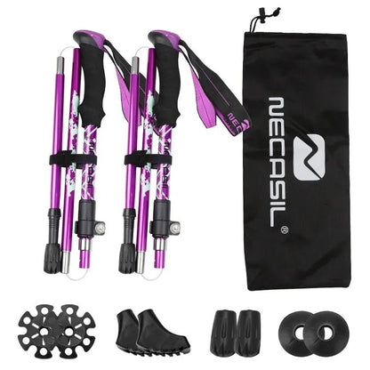 Collapsible Trekking Poles (Set of 2) – Lightweight Aluminum Shaft, EVA Foam Comfort Grip, Rubber Tip Traction, Adjustable Length | Hiking, Camping & Trail Walking