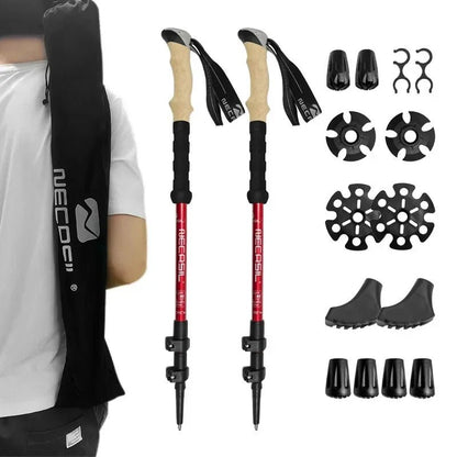 Collapsible Trekking Poles (Set of 2) – Lightweight Aluminum Shaft, EVA Foam Comfort Grip, Rubber Tip Traction, Adjustable Length | Hiking, Camping & Trail Walking