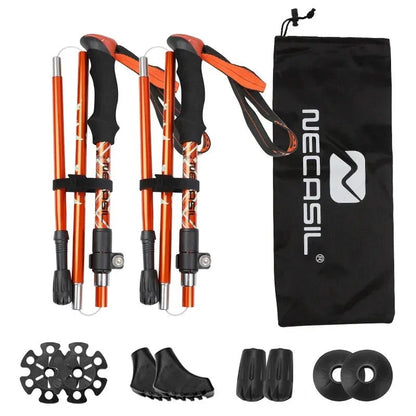 Collapsible Trekking Poles (Set of 2) – Lightweight Aluminum Shaft, EVA Foam Comfort Grip, Rubber Tip Traction, Adjustable Length | Hiking, Camping & Trail Walking