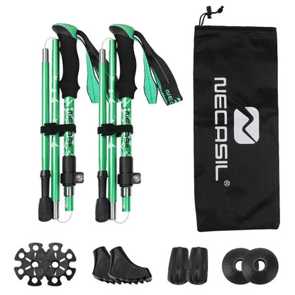 Collapsible Trekking Poles (Set of 2) – Lightweight Aluminum Shaft, EVA Foam Comfort Grip, Rubber Tip Traction, Adjustable Length | Hiking, Camping & Trail Walking
