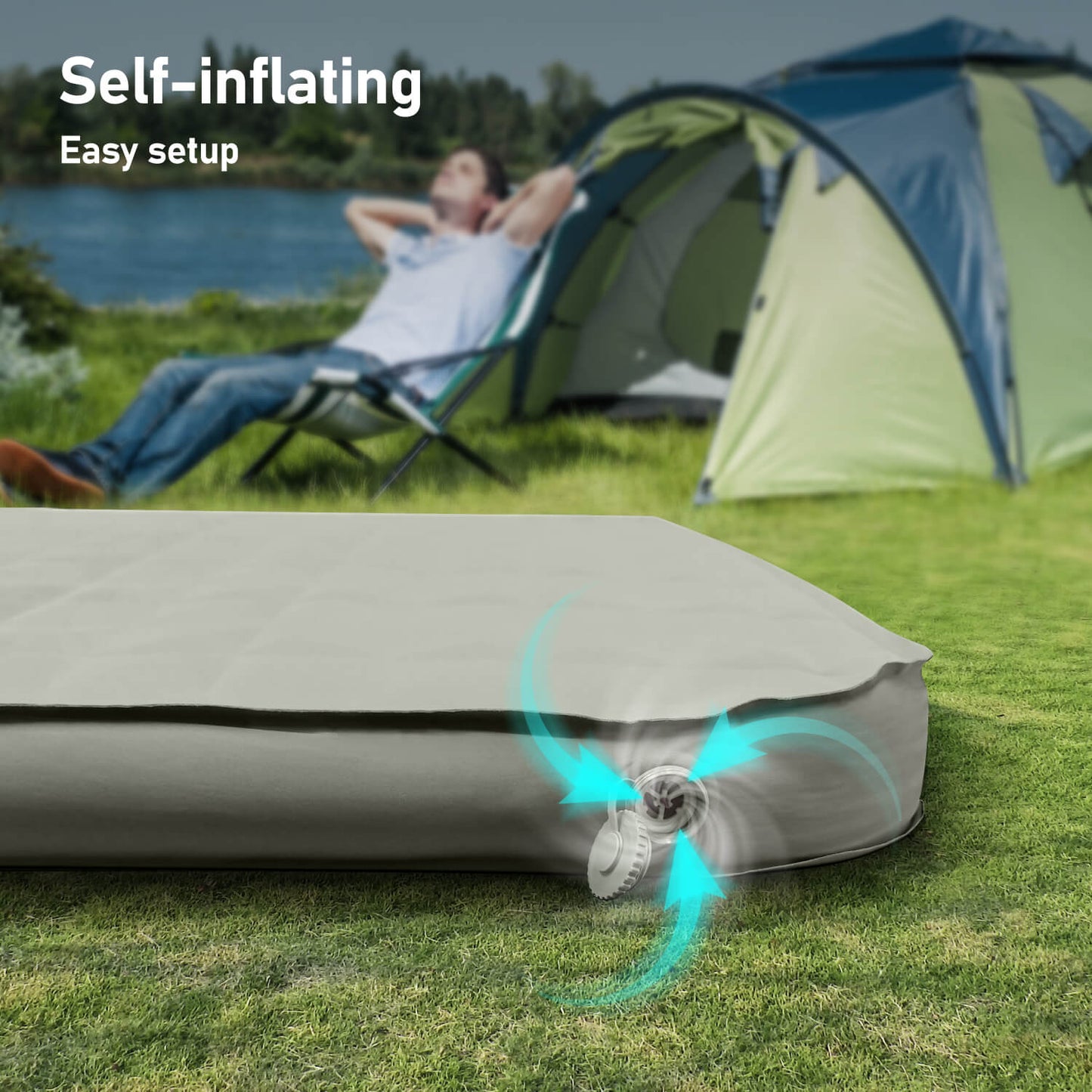Olyyra Air & Foam Camping Mattress – Adjustable Inflatable, Waterproof TPU, 80"×47"/53" | Rooftop Tent & Outdoor Camping Comfort Upgrade