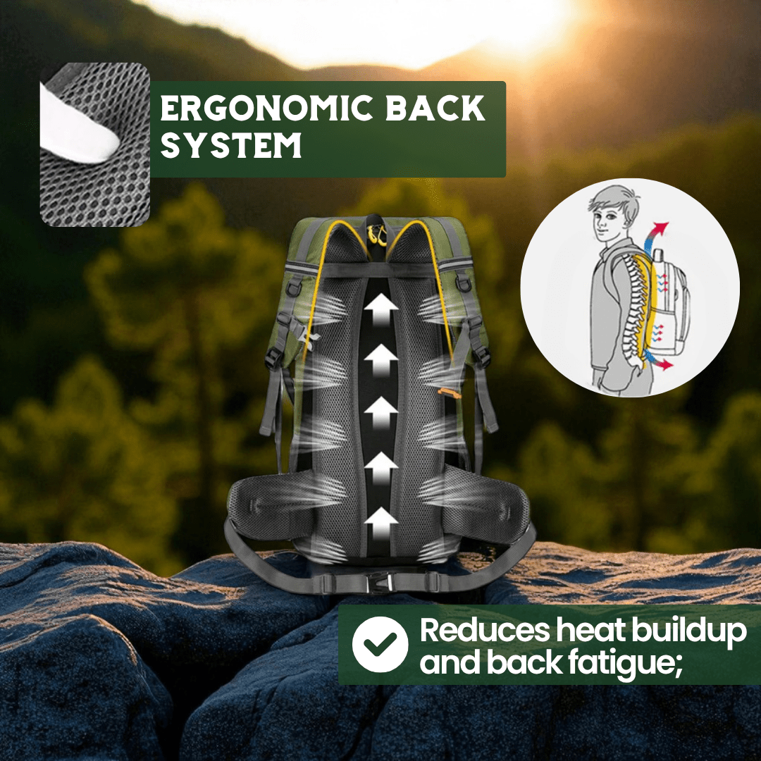 Olyyra TrailPro 50L Hiking Backpack – Breathable Back Support, Reflective Safety Straps & Dedicated Shoe Compartment for Multi-Day Trekking