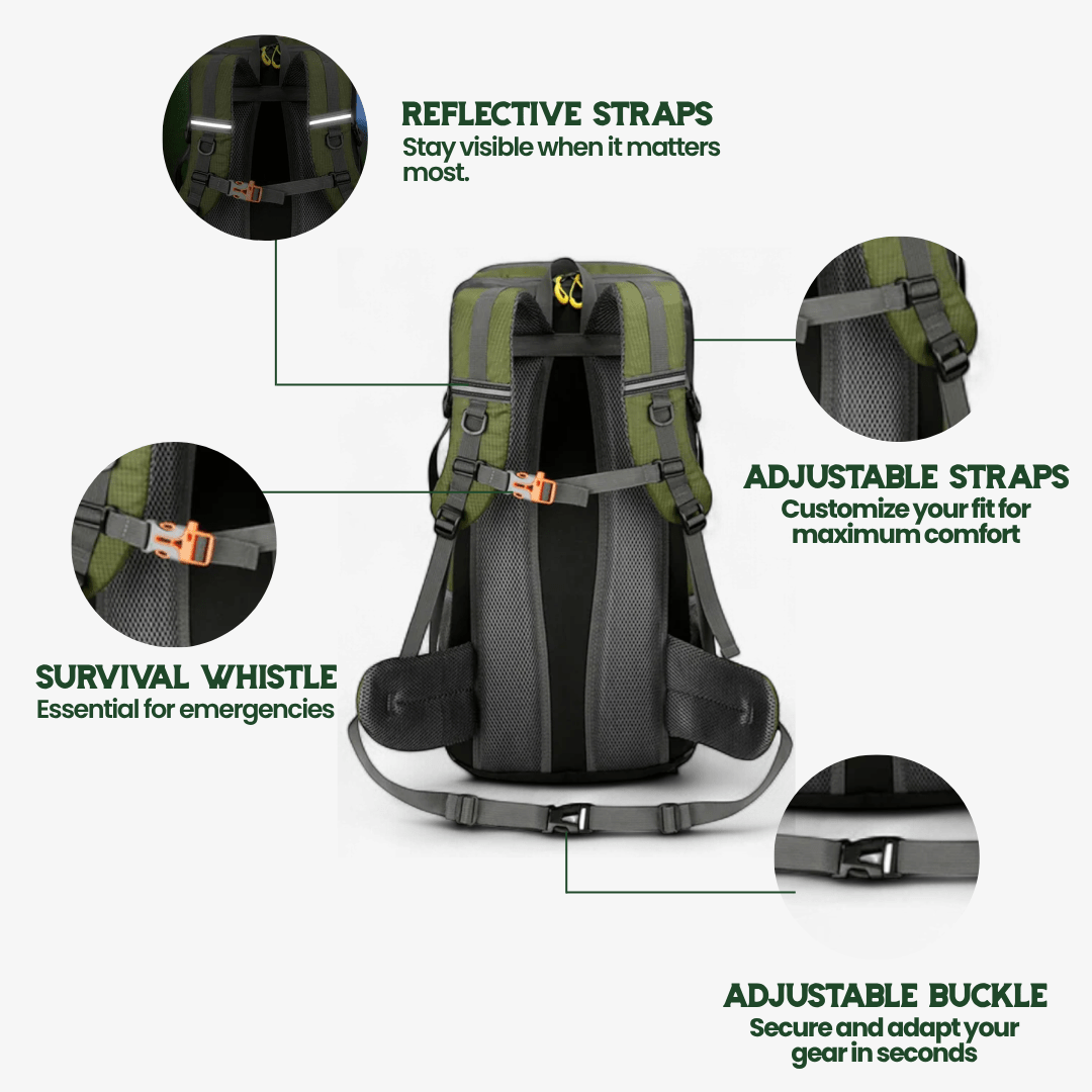 Olyyra TrailPro 50L Hiking Backpack – Breathable Back Support, Reflective Safety Straps & Dedicated Shoe Compartment for Multi-Day Trekking