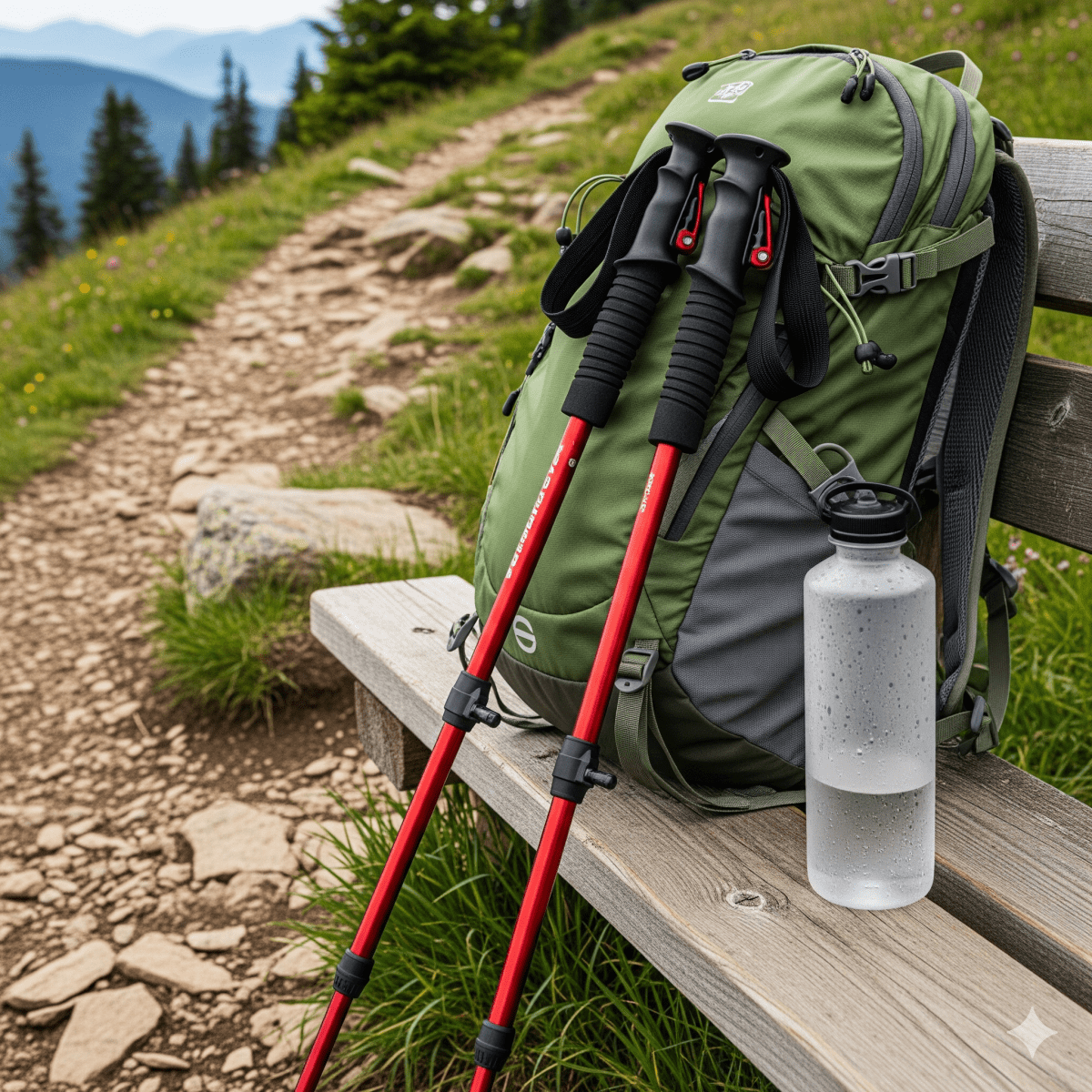 Olyyra Adjustable Hiking Poles – Aluminum or Carbon Construction, Ergonomic Joint-Relief Grip, Anti-Slip Tip, Foldable & Compact | Trekking, Hiking & Long-Distance Outdoor Adventures