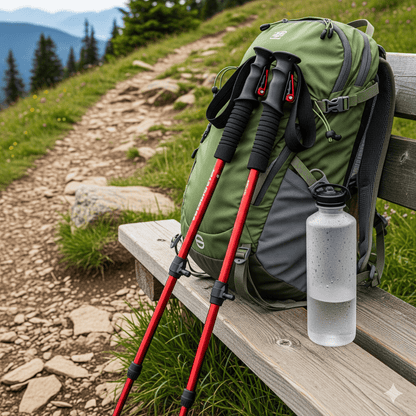 Olyyra Adjustable Hiking Poles – Aluminum or Carbon Construction, Ergonomic Joint-Relief Grip, Anti-Slip Tip, Foldable & Compact | Trekking, Hiking & Long-Distance Outdoor Adventures