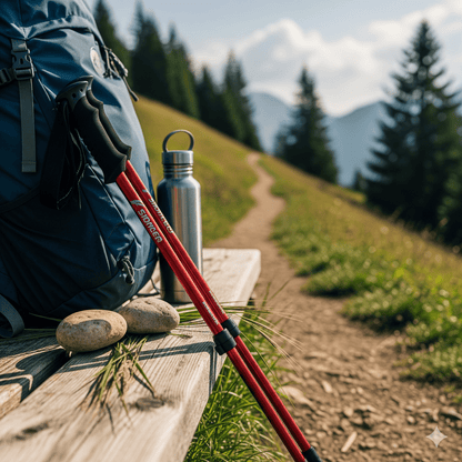 Olyyra Adjustable Hiking Poles – Aluminum or Carbon Construction, Ergonomic Joint-Relief Grip, Anti-Slip Tip, Foldable & Compact | Trekking, Hiking & Long-Distance Outdoor Adventures