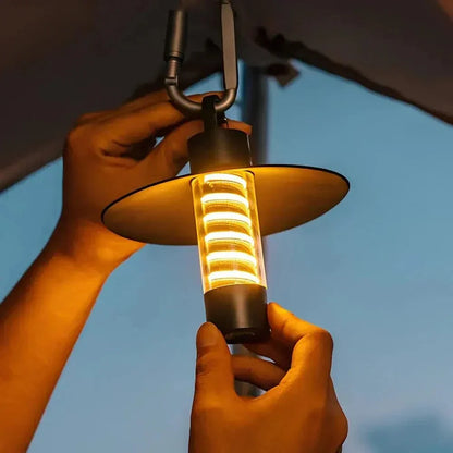 Olyyra Rechargeable Camping Light – Switchable Lampshades, Adjustable Tripod, 9–160 Lumens, 12-Hour Runtime, Waterproof | Camping, Hiking & Outdoor Lighting