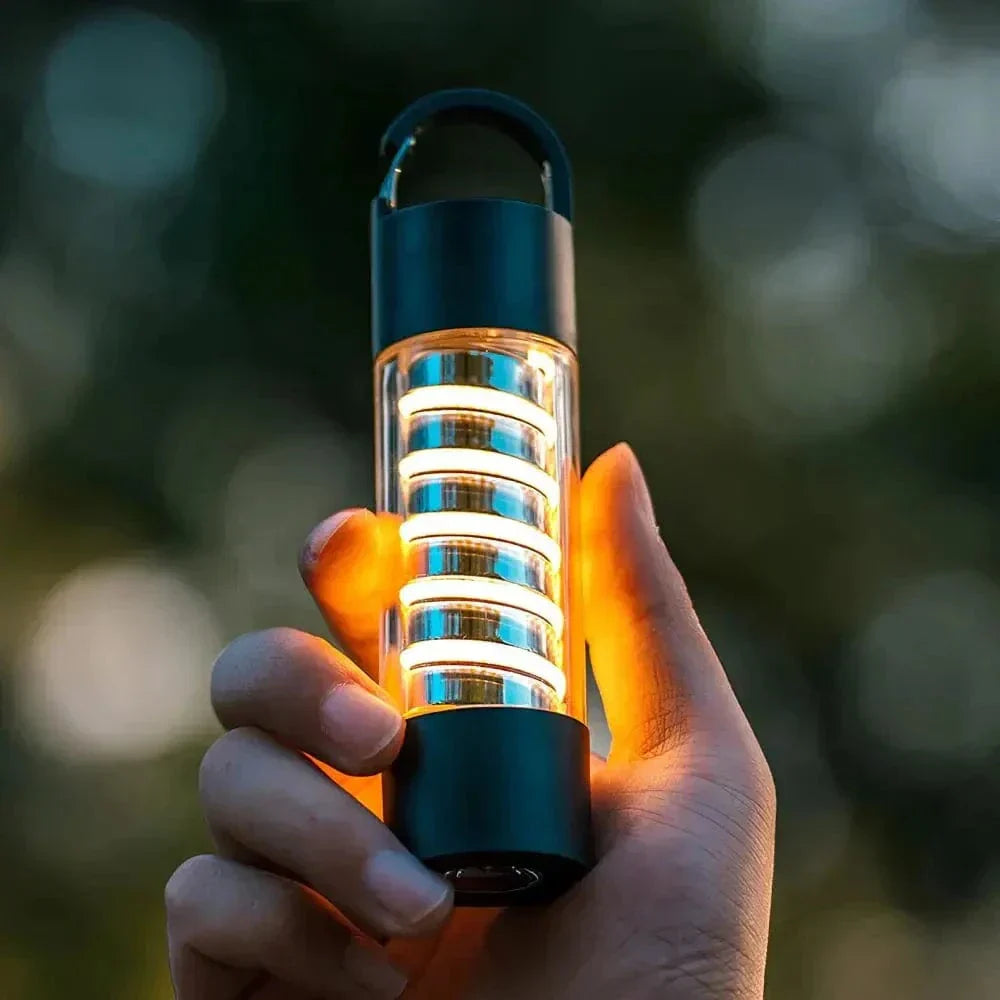 Olyyra Rechargeable Camping Light – Switchable Lampshades, Adjustable Tripod, 9–160 Lumens, 12-Hour Runtime, Waterproof | Camping, Hiking & Outdoor Lighting