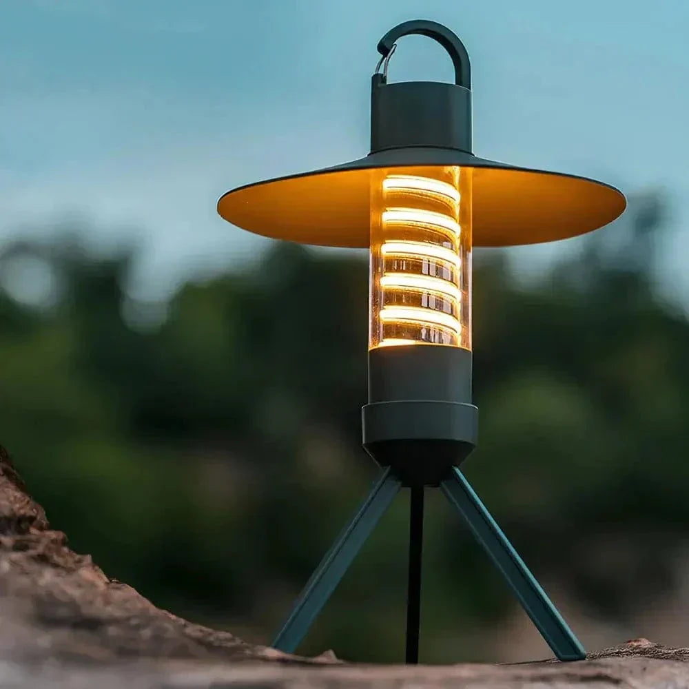 Olyyra Rechargeable Camping Light – Switchable Lampshades, Adjustable Tripod, 9–160 Lumens, 12-Hour Runtime, Waterproof | Camping, Hiking & Outdoor Lighting