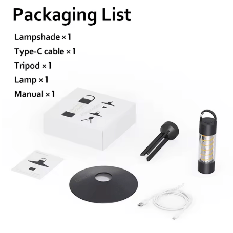 Olyyra Rechargeable Camping Light – Switchable Lampshades, Adjustable Tripod, 9–160 Lumens, 12-Hour Runtime, Waterproof | Camping, Hiking & Outdoor Lighting